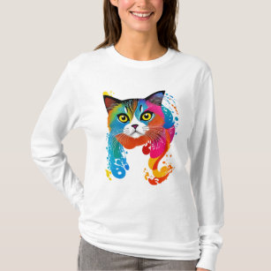 Camiseta gato colorido