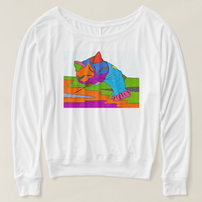 Camiseta Gato Colorido (Frente do Design)