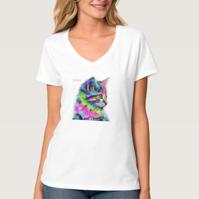 Camiseta Gato colorido (Frente)
