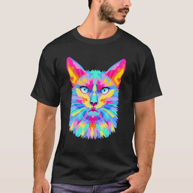 Camiseta Gato Colorido (Frente)