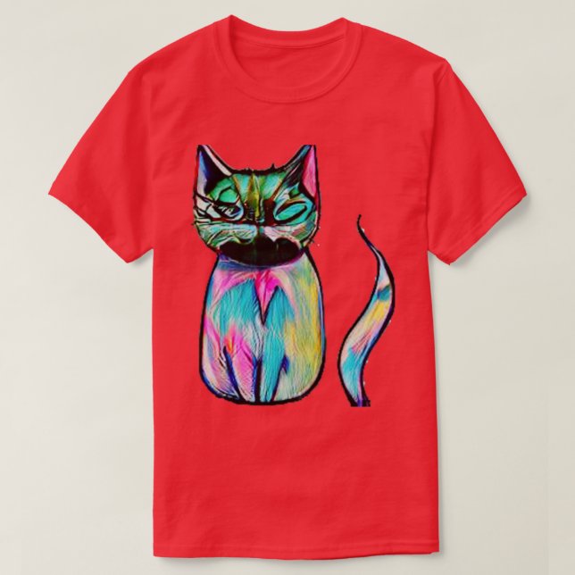 Camiseta gato colorido (Frente do Design)