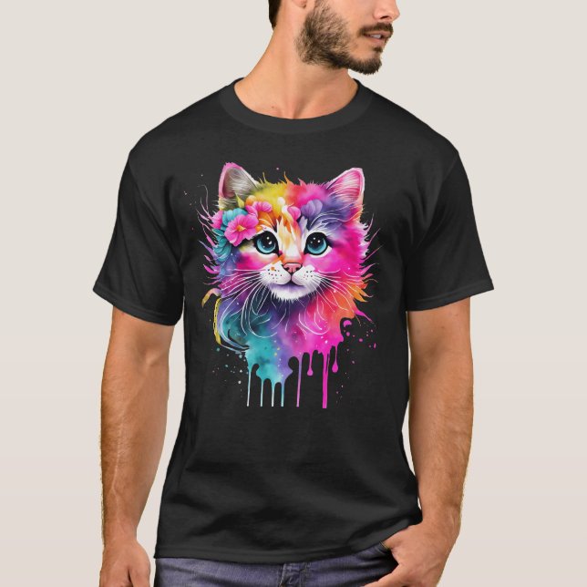 Camiseta Gato Colorido (Frente)