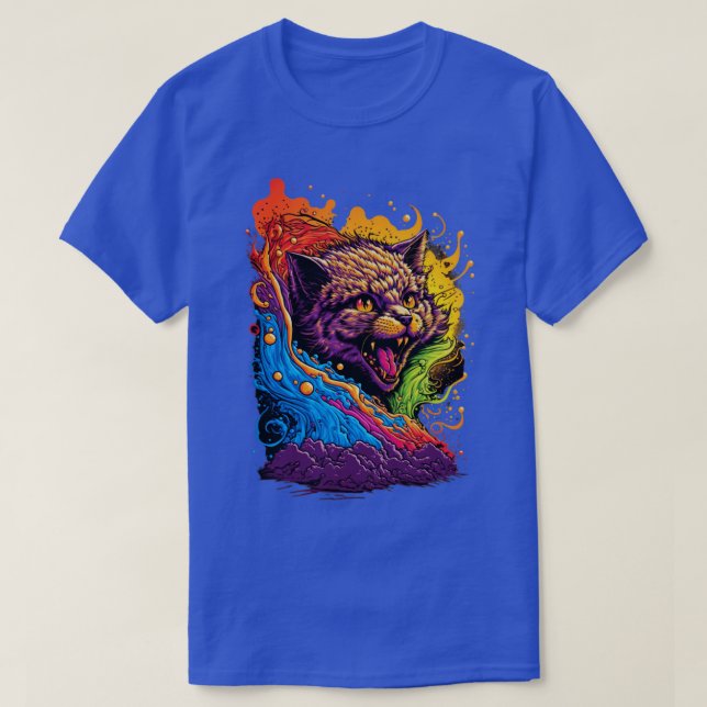 Camiseta Gato Colorido (Frente do Design)