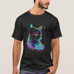 Camiseta Gato Colorido Adoção de Gatinho Arte Psicodélica