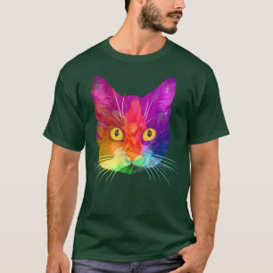 Camiseta Gato Colorido Bonito para design multicolorido de