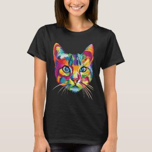 Camiseta Gato Colorido Bonito para Gatos Mulheres Meninos C