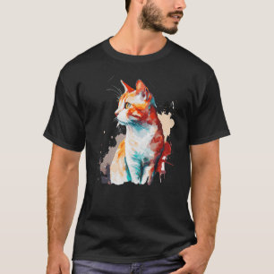 Camiseta Gato Colorido de Gato de Cabelo Curto Europeu de A