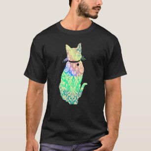 Camiseta Gato Colorido de Hippy Cute
