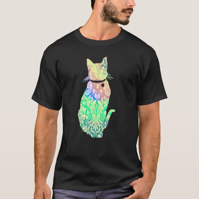 Camiseta Gato Colorido de Hippy Cute (Frente)