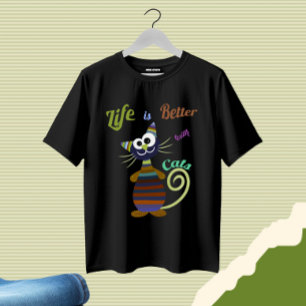 Camiseta Gato colorido engraçado