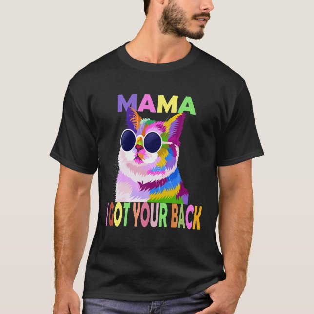 Camiseta Gato Colorido Engraçado Mamãe, Eu Peguei Suas Cost (Frente)