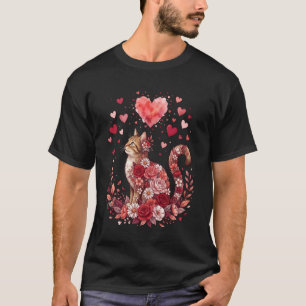 Camiseta Gato Colorido Floral Dia dos Namorados Flores Arte