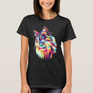 Camiseta Gato Colorido Fofo Para De Gatinhos Olhos Azuis