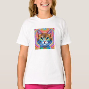 Camiseta Gato Colorido Místico Whimsical