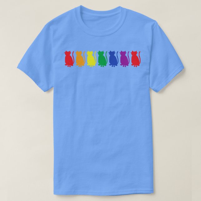Camiseta Gato Colorido Orgulho Arco-Íris (Frente do Design)