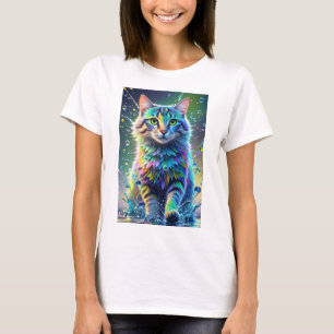 Camiseta Gato colorido, salpicos, pintura, formando de colo