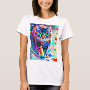 Camiseta Gato colorido, salpicos, pintura, formando de colo