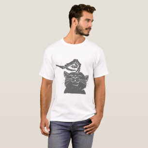 Camiseta Gato com a mão do esqueleto humano - Escolha a cor