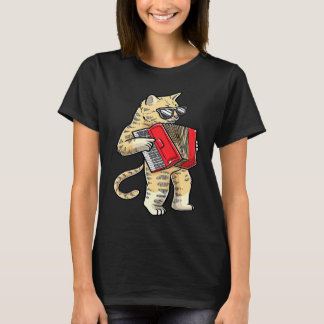 Camiseta Gato Com Acordeão Acordeonista Músico Acordeão