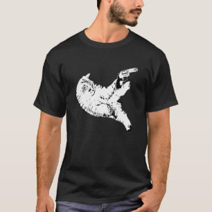 Camiseta Gato Com Arma Engraçado Kitty Arma Amantes de Anim