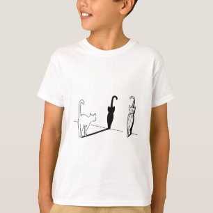Camiseta Gato com Arte de Sombra de Guarda-Chuva – Design M