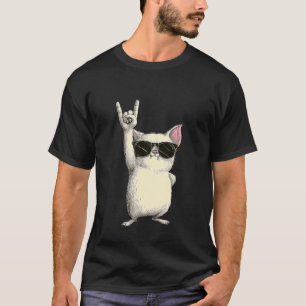 Camiseta Gato com Atitude de Óculos de Sol