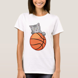 Camiseta Gato com basquete