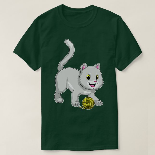 Camiseta Gato com bola de fio de lã (Frente do Design)