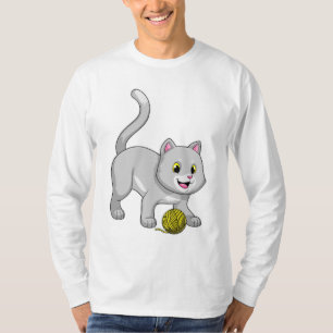 Camiseta Gato com bola de fio de lã