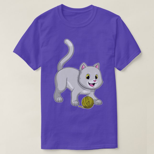 Camiseta Gato com bola de fio de lã (Frente do Design)