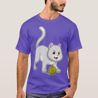 Camiseta Gato com bola de fio de lã