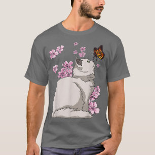 Camiseta Gato com Borboleta Sakura Chersom Japonês