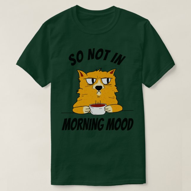 Camiseta Gato Com Café Da Manhã Sem Humor (Frente do Design)