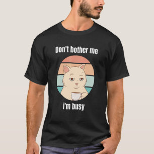 Camiseta gato com café escritório coisas divertidas 2