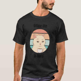 Camiseta gato com café escritório coisas divertidas 4