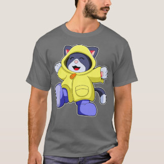 Camiseta Gato com capa de chuva