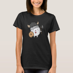 Camiseta Gato com Capacete Viking Machado e Escudo