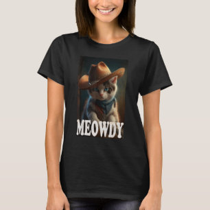 Camiseta Gato com Chapéu de Cowboy para Amantes de Gatos Mã