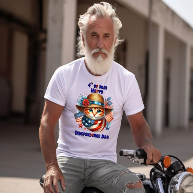 Camiseta Gato com chapéu patriótico e Dia da Independência  (Criador carregado)