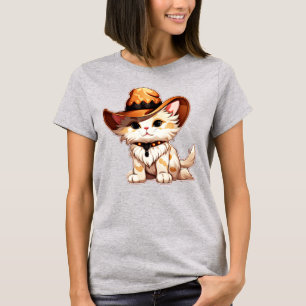 Camiseta Gato com Clipart-85247 de Chapéu Ocidental