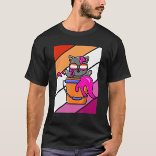 Camiseta Gato Com Cores Orgulho Bandeira Lésbica Lgbtq Orgu