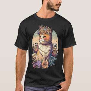 Camiseta Gato com coroa de flores 3