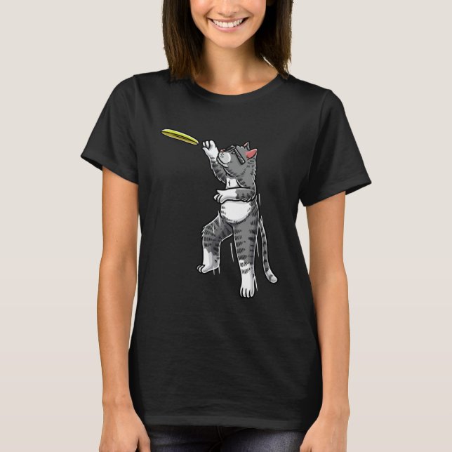 Camiseta Gato Com Disco Voador De Frisbee Golfe Disc Golfis (Frente)