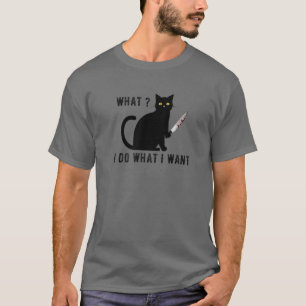 Camiseta Gato Com Faca O Que Eu Faço O Que Quero Com Gato 