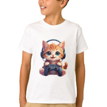 Gato com fones de ouvido e controle