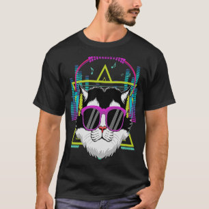 Camiseta Gato Com Fones de ouvido Im Com O Figurino EDM DJ