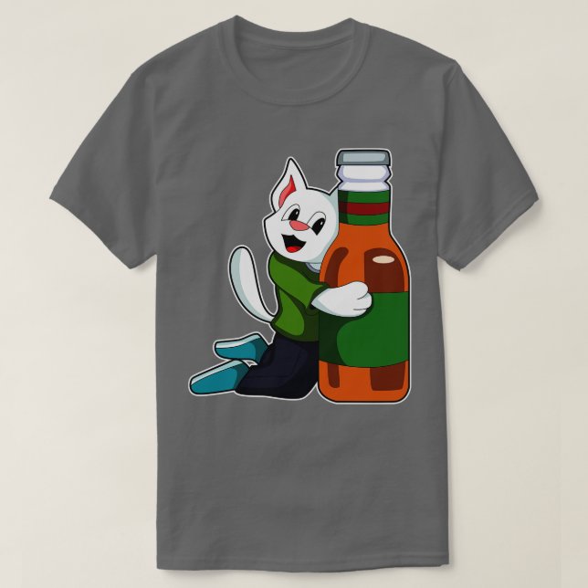 Camiseta Gato com garrafa de cerveja (Frente do Design)