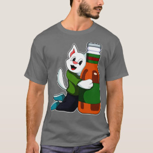 Camiseta Gato com garrafa de cerveja