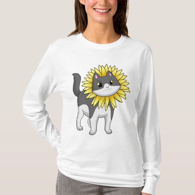 Camiseta Gato com girassol (Frente)