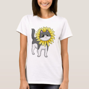 Camiseta Gato com girassol